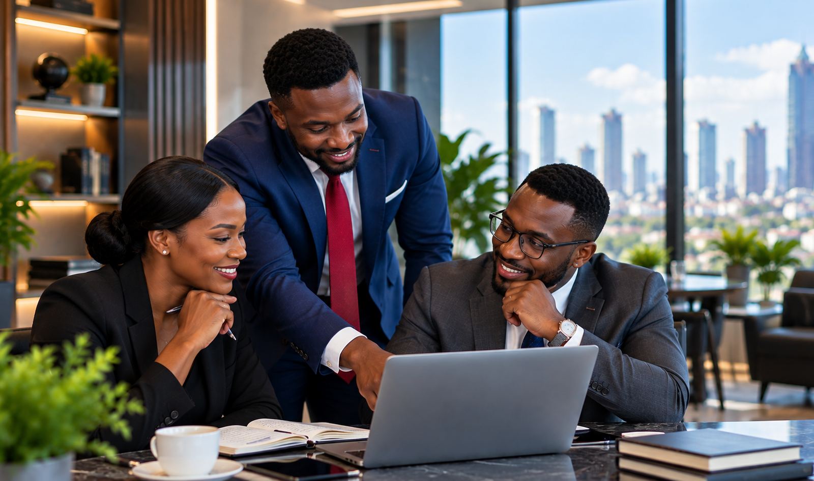 A hiring panel reviewing candidates together